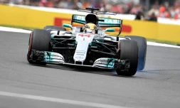 Le Britannique Lewis Hamilton, vainqueur du GP de Grande-Bretagne, le 16 juillet 2017 à Silvestone