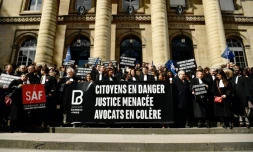 Manifestation d'avocats devant le palais de Justice de Paris, le 21 mars 2018