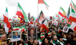 Des manifestants contre le régime iranien à Munich, en marge de la conférence de sécurité, le 14 février 2026
