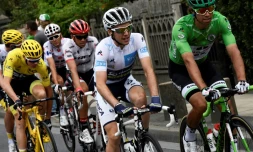 Le peloton du Tour de France en route vers Paris, terme de l'ultime étape du Tour de France, le 23 juillet 2017 