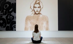 Un tableau sans-titre de l'artiste français Henri Barande à la Saatchi Gallery de Londres, le 3 octobre 2016