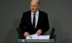 Le chancelier allemand Olaf Scholz au Bundestag le 29 janvier 2025
