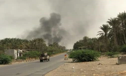 Des forces progouvernementales yéménites lors de combats contre les rebelles Houthis dans la région de Hodeida, au Yémen, le 19 juin 2018