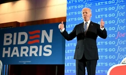 Le président américain Joe Biden le 27 juin 2024 à Atlanta (Géorgie, sud-est), lors d'une rencontre avec ses partisans aprÚs le débat avec son prédécesseur républicain Donald Trump