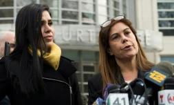 Emma Coronel Aispuro (L), la femme du célèbre narcotrafiquant mexicain Joaquin El Chapo Guzman, le 3 février 2017 à New York