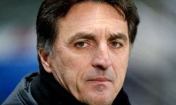 L'entraîneur d'Amiens Christophe Pélissier lors du déplacement à royes le 16 décembre 2017