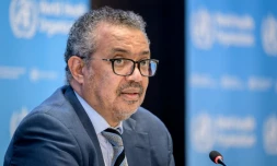 Tedros Adhanom Ghebreyesus, Directeur général de l'Organisation mondiale de la santé (OMS), lors d'une conférence de presse à Genève, le 20 décembre 2021.