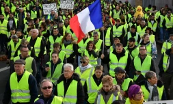 Des gilets jaunes participent Ă une manifestation Ă Rochefort, le 24 novembre 2018