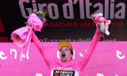 Le Slovène Primoz Roglic nouveau leader du Giro après la 20e étape, le 27 mai 2023 à Monte Lussari