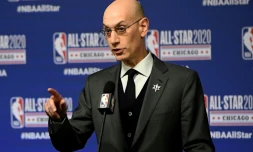 Le patron de la NBA, Adam Silver, lors d'une conférence de presse à Chicago, le 15 février 2020