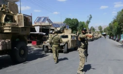 Des troupes de sécurité afghanes à Farah, après sa prise de contrôle sur les talibans. Le 19 mai 2018.