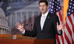 Le porte-parole de la Maison Blanche, Paul Ryan, lors d'une conférence de presse sur l'abrogation de l'Obamacare, le 12 janvier 2017 à Washington