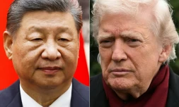 Cette combinaison de photos réalisée le 24 novembre 2025 montre le président chinois Xi Jinping (à gauche) à Pékin le 12 novembre 2025, et le président américain Donald Trump (à droite) à Washington le 22 novembre 2025