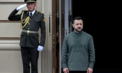 Le président ukrainien Volodymyr Zelensky accueille des dirigeants étrangers à Kiev le 23 août 2026 