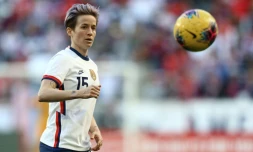 La joueuse américaine Megan Rapinoe contre l'Espagne à Harrison (Etats-Unis) le 8 mars 2020