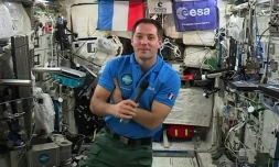 L'astronaute français Thomas Pesquet, le 30 mai 2017 à bord de la Station spatiale internationale (ISS)