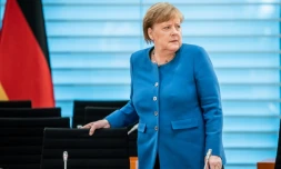 La chancelière allemande Angela Merkel, le 18 mars 2020 à Berlin 