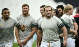 Les Sud-Africains à l'entraînement, le 29 octobre 2015 au stade Olympique de Londres