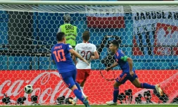 La Colombie écarte la Pologne grâce notamment à un but de son capitaine Falcao à la Kazan Arena, le 24 juin 2018