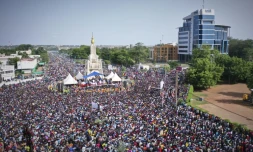 Des manifestants rassemblés le 19 juin 2020 à Bamako pour réclamer le départ du pouvoir du président malien Ibrahim Boubacar Keïta