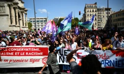 Manifestation à Marseille  "contre le coup de force de Macron" après la nomination de Michel Barnier à Matignon, le 7 septembre 2024