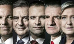 Montage de portraits des onze candidats au premier tour de l'élection présidentielle, réalisé le 27 mars 2017