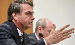 Le président brésilien Jair Bolsonaro lors d'une réunion avec les gouverneurs des Etats amazoniens, le 27 août 2019 à Brasilia