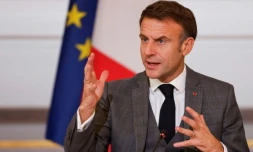 Le président Emmanuel Macron lors de la "conférence humanitaire" sur Gaza, le 9 novembre 2023 à l'Elysée, à Paris