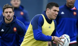 Les joueurs du XV de France lors d'une séance d'entraînement au Millennium de Cardiff, le 16 octobre 2015