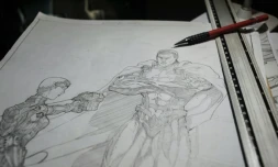 Un dessin de Jide Martins, fondateur de Comic Republic, une start-up africaine s'étant donné pour mission de fabriquer des super-héros capables de rivaliser avec Iron Man, Batman et Spiderman, le 8 janvier 2016 à Lagos, au Nigeria