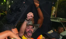 e candidat à la présidentielle Abelardo de la Espriella à l'issue d'une réunion à Barranquilla,l e 20 juin 2026 en Colombie