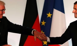 Le président français Emmanuel Macron et son homologue allemand Frank-Walter Steinmeier au mémorial de Hartmannswillerkopf à Wattwiller, le 10 novembre 2017