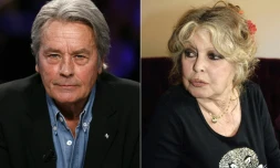 Deux photos des acteurs Alain Delon (Ă gauche) le 7 janvier 2008 Ă Paris, et Brigitte Bardot le 28 septembre 2006 Ă Paris