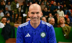 Zinédine Zidane lors d'un tournoi de futsal caritatif, le 19 mars 2025 à Limoges