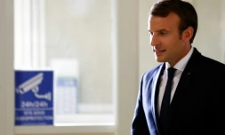 Le président Emmanuel Macron à Rungis dans la banlieue de Paris, le 11 octobre 2017 