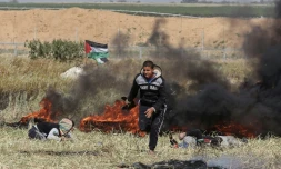 Heurts entre Palestiniens et forces de sécurité israéliennes, le 31 mars 2018 dans la bande de Gaza