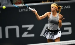 La Française Kristina Mladenovic lors du tournoi de Linz en Autriche, le 8 octobre 2019 