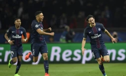 L'attaquant Edinson Cavani a parachevé le succès du PSG face à Barcelone en Ligue des champions, le 14 février 2017 au Parc des Princes