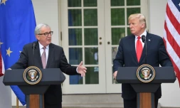Le président américain Donald Trump avec le président de la Commission européenne Jean-Claude Juncker à la Maison Blanche, le 25 juillet 2018