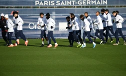 Les joueurs du Paris-SG à l'entraînement, à Saint-Germain-en-Laye, le 10 décembre 2019