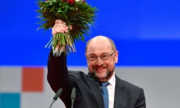 Martin Schulz, le 7 décembre 2017 après sa réélection à la tête du Parti social-démocrate allemand, le 7 décembre 2017 