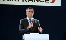 Xavier Broseta, Directeur des Ressources humaines d'Air France, lors d'une conférence de presse, le 5 octobre 2015 à Paris