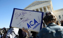 Un manifestant devant la Cour suprême des Etats-Unis à Washington le 10 novembre 2020