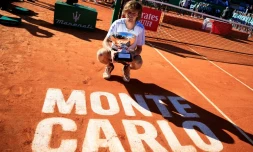 Le Russe Andrey Rublev après sa victoire en finale du Masters 1000 de Monte-Carlo, le 16 avril 2023 à Monaco