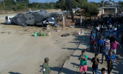 Funérailles des treize personnes tuées par un hélicoptère militaire tombé sur une camionnette à Jamiltepec, dans l'État d'Oaxaca, au Mexique, le 17 février 2018