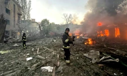 AprĂšs une frappe de missile russe Ă Zaporijjia, en Ukraine, le 29 septembre 2024