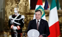 Le nouveau chef du gouvernement italien Mario Draghi, le 12 février 2021 au palais de la Quirinale, à Rome