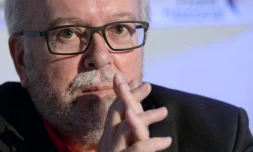 Wallerand de Saint-Just, tête de liste pour le Front national dans les élections régionales en Ile-de-France, le 14 octobre 2015 à La Plaine-Saint-Denis