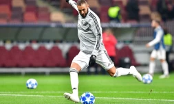 L'attaquant français du Real Madrid Karim Benzema lors d'un match contre le CSKA, le 2 octobre 2018 à Moscou