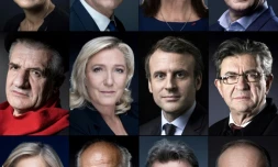 Photomontage des douze candidats à l'élection présidentielle d'avril 2022 en France